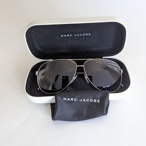 Marc Jacobs Marc 71/s 084j Hd Aviator Sunglasses Black Silver, Hardcover Case